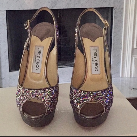 multicolor glitter pumps